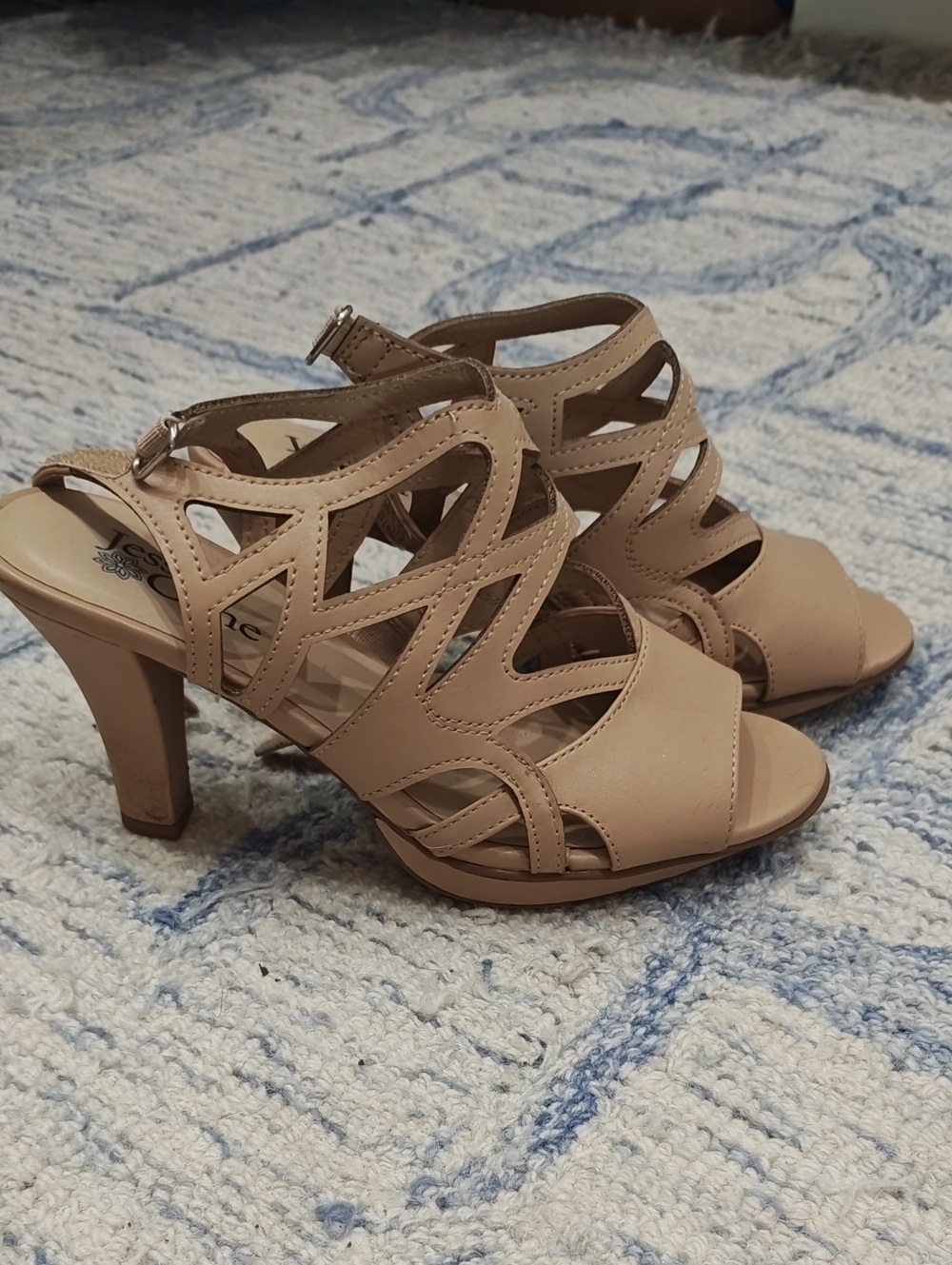 Celine Beige Cutout Strappy High Heel Sandals